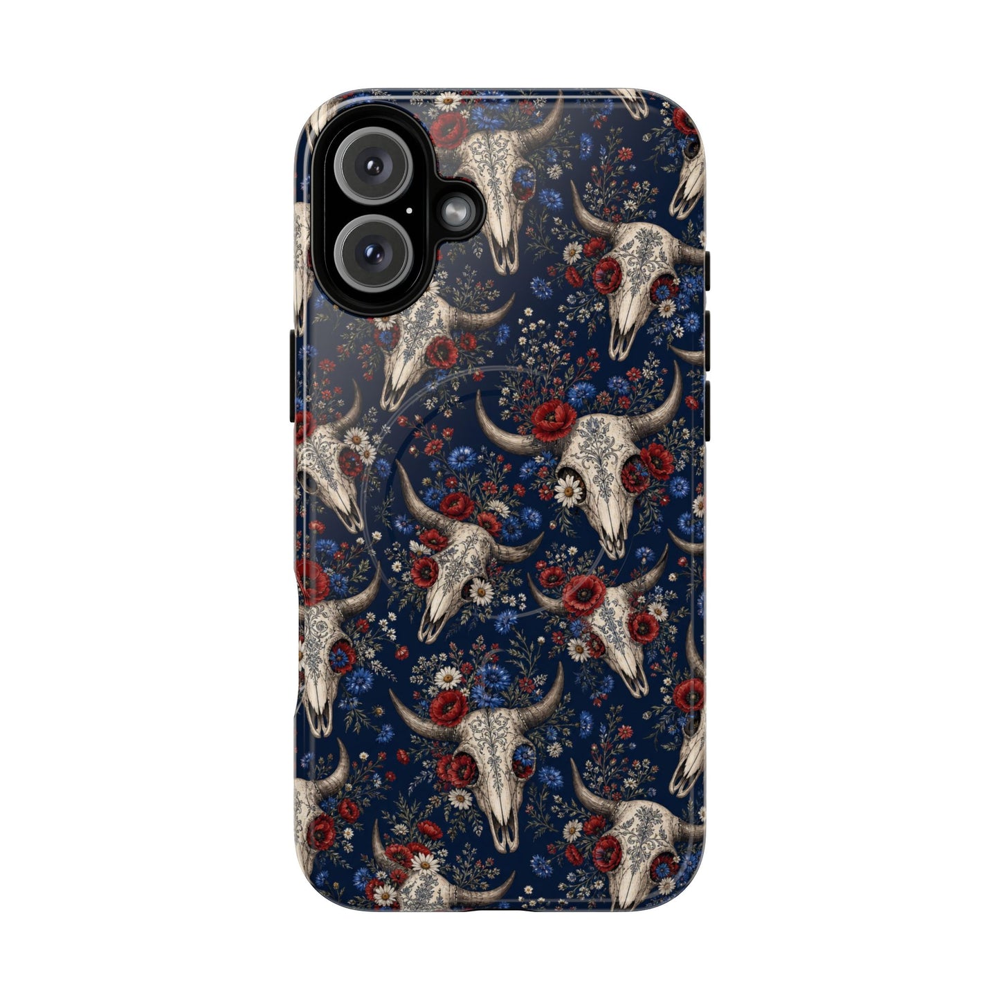 Patriotic Floral Skulls Magnetic Case