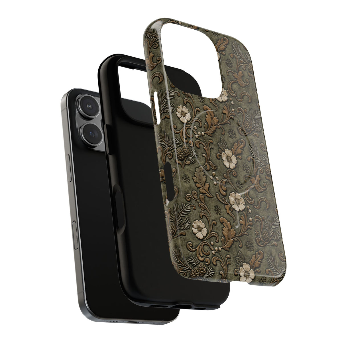 Sage Tooled Roses Magnetic Case