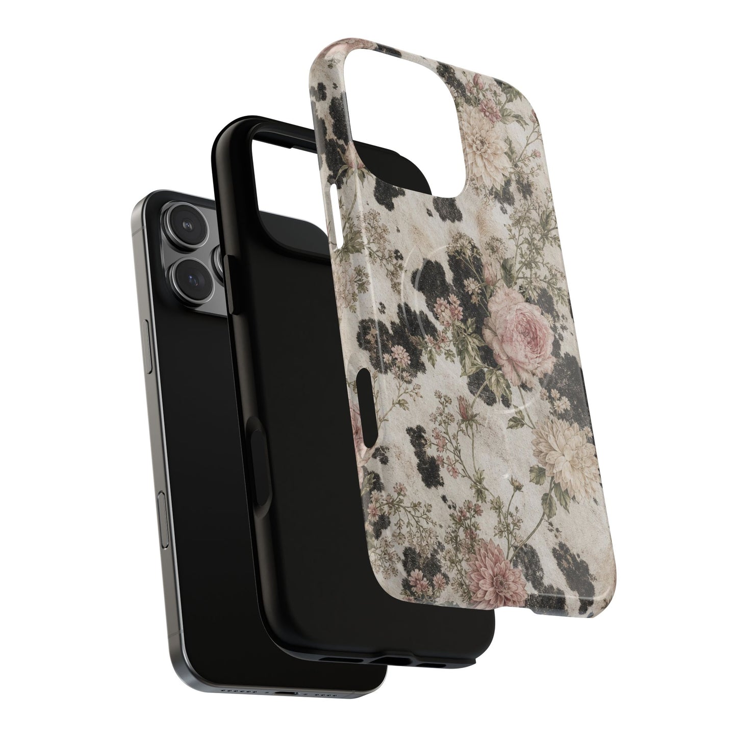 Floral Cowhide Magnetic Case