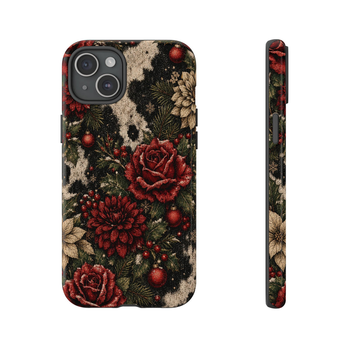 Cowhide Christmas Roses Tough Case