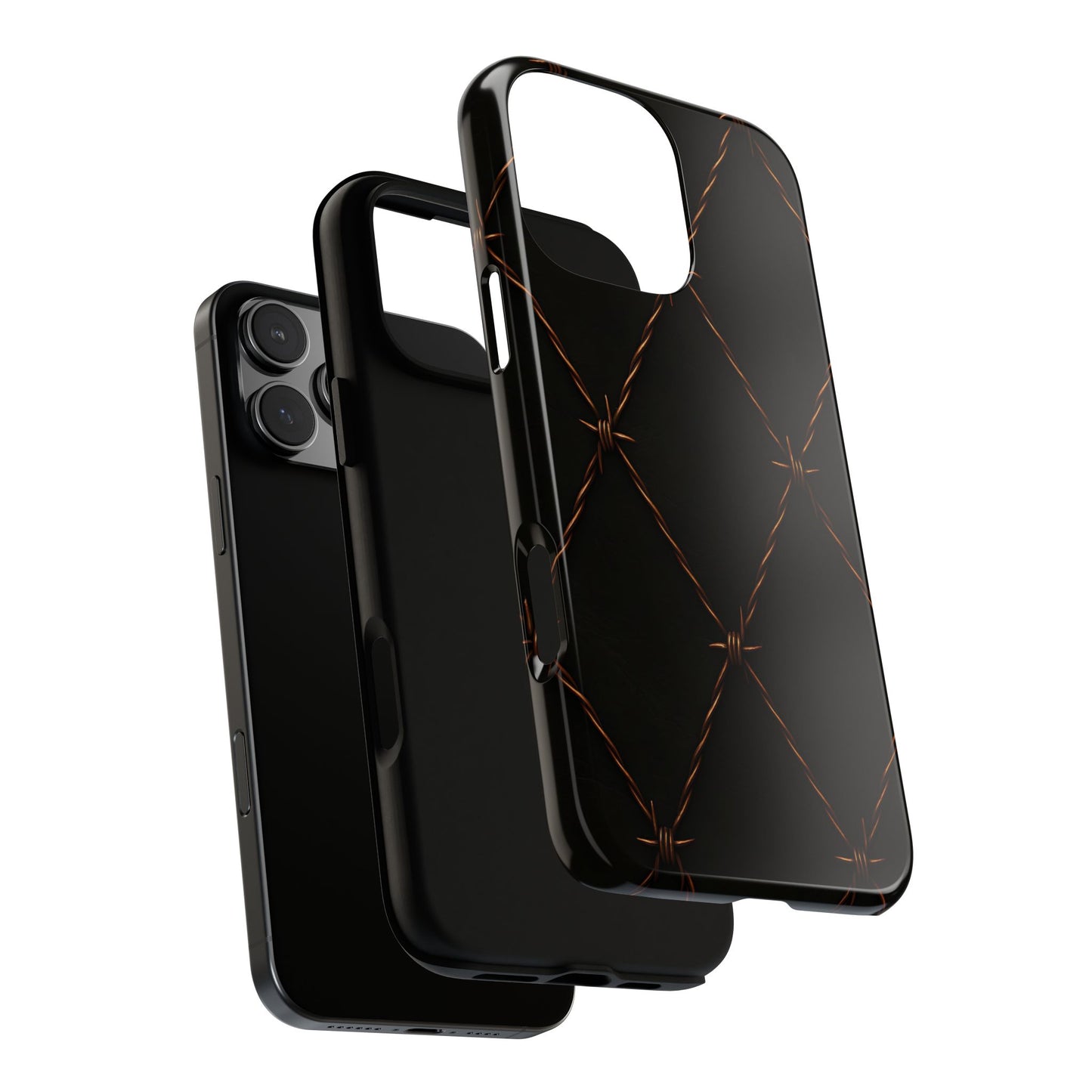 Black Barbed Wire Grid Tough Phone Case