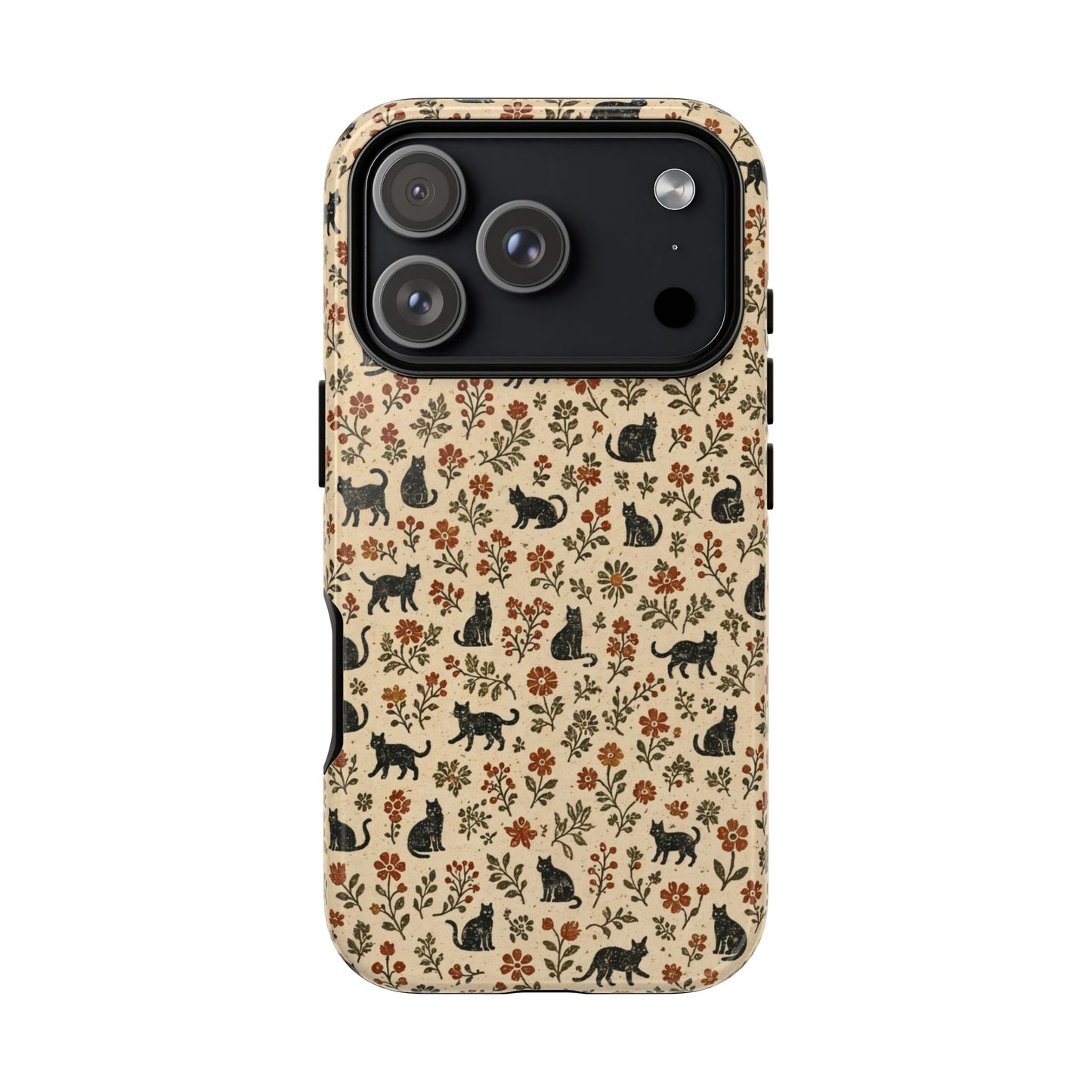 Black Cat Floral Tough Case