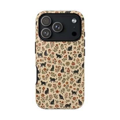 Black Cat Floral Tough Case