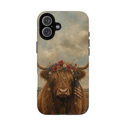 Patriotic Highland Cow Magnetic Case