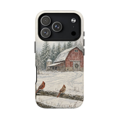 Snowy Red Barn Magnetic Case