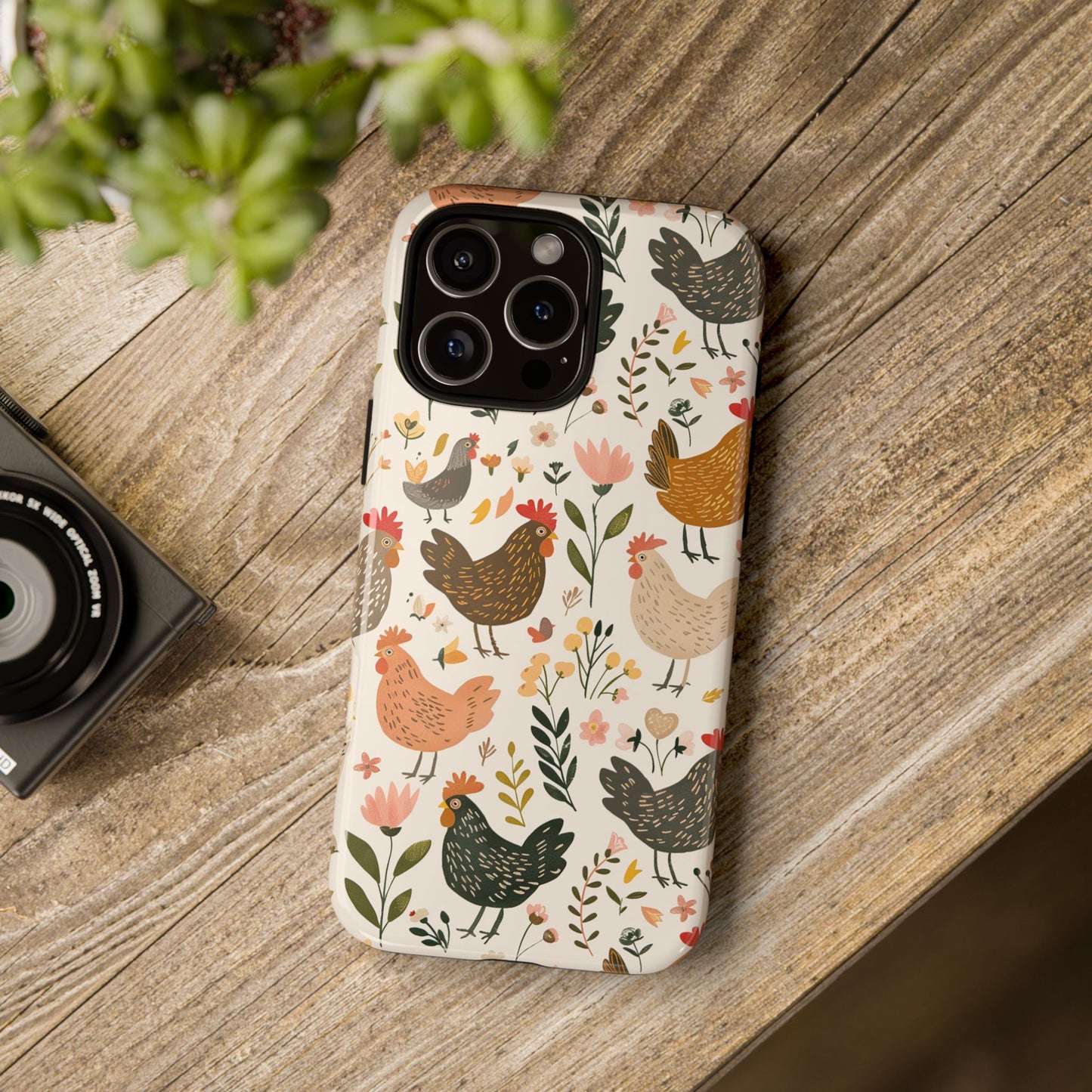 Floral Chickens Tough Phone Case