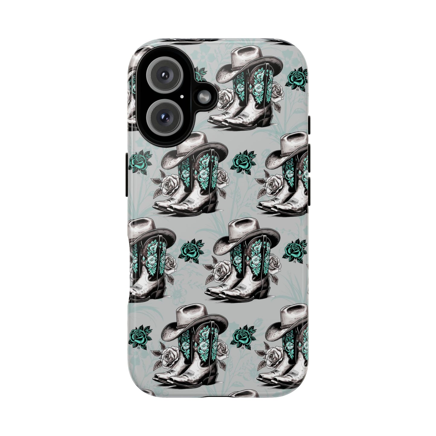 Teal Floral Boots Tough Case