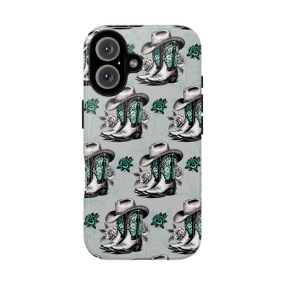 Teal Floral Boots Tough Case