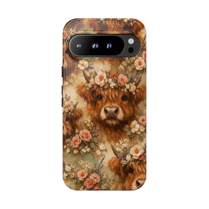 Floral Highland Cow Tough Case