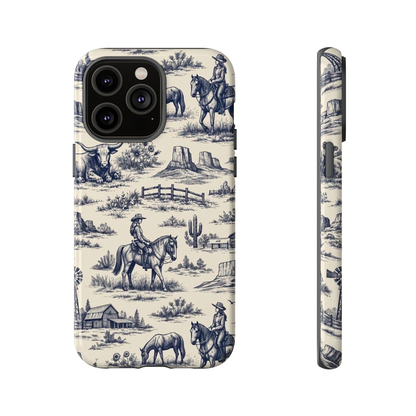 Western Toile Navy Tough Case