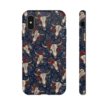 Patriotic Floral Skulls Tough Case