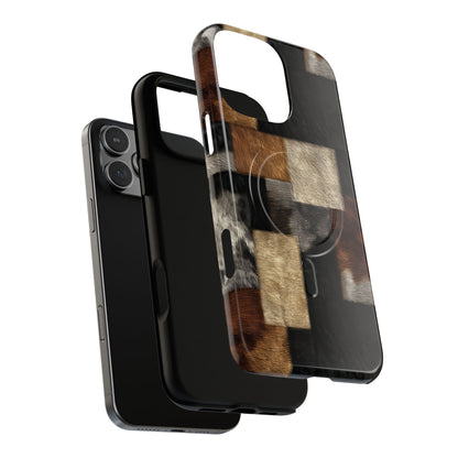 Cowhide Patchwork Magnetic Case