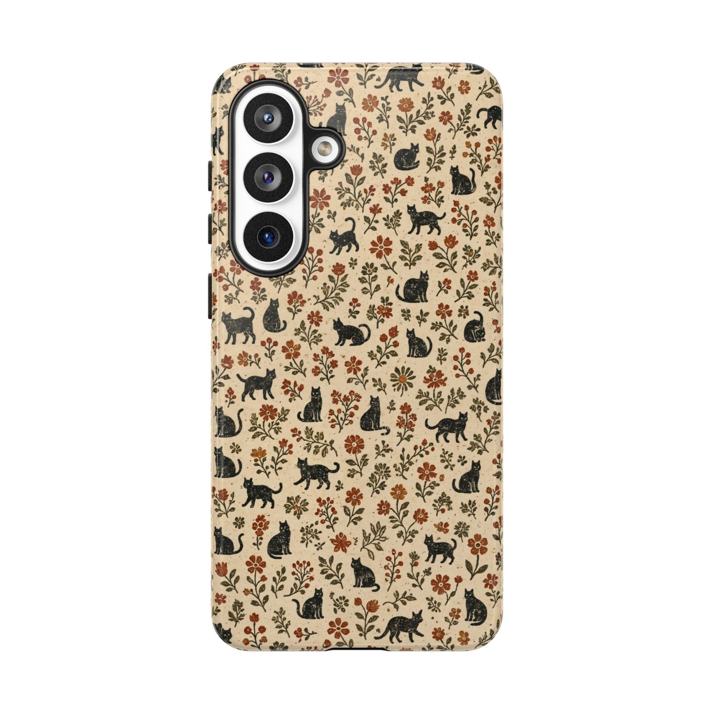 Black Cat Floral Tough Case