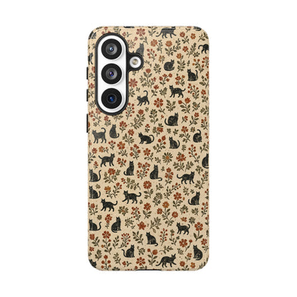 Black Cat Floral Tough Case