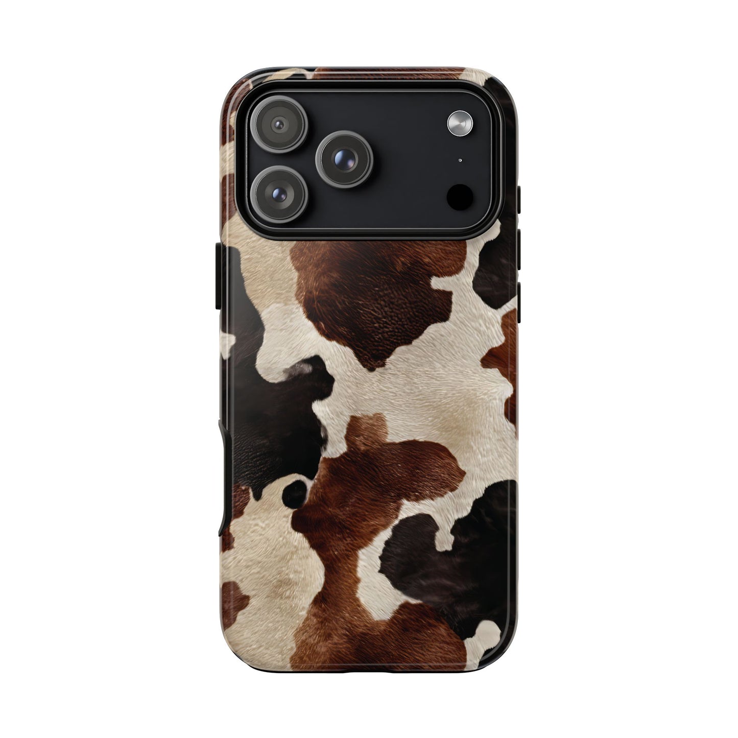 Brown Black Cowhide Tough Phone Case