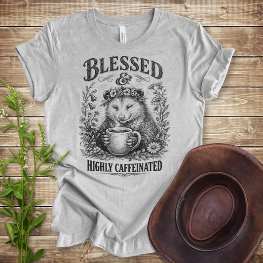 Blessed And Caffeinated T Shirt - Athletic Heather
