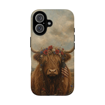 Patriotic Highland Cow Tough Case