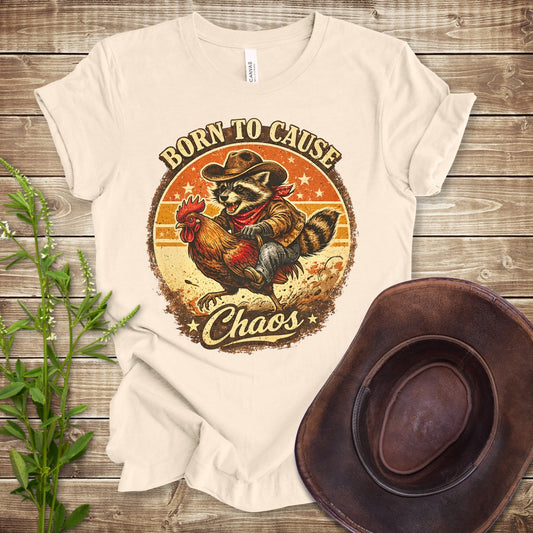 Born To Cause Chaos T Shirt - Natural