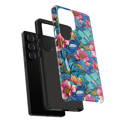 Stained Glass Pink Flowers Phone Case