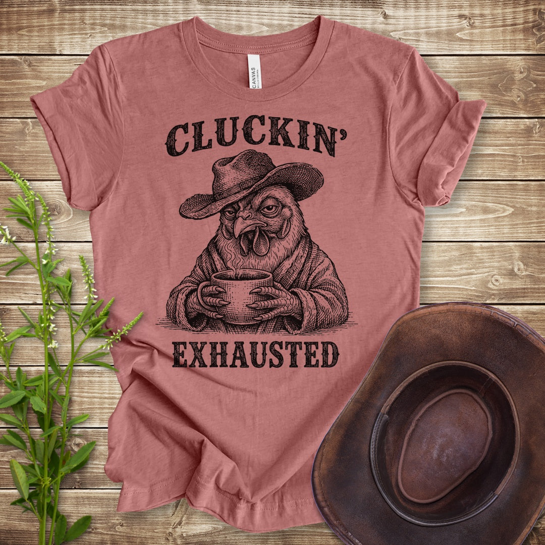 Cluckin Exhausted T Shirt - Heather Mauve