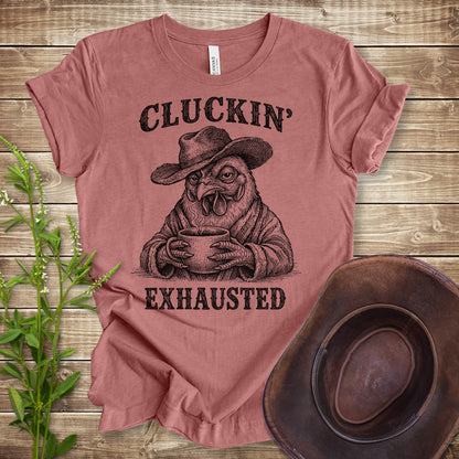 Cluckin Exhausted T Shirt - Heather Mauve