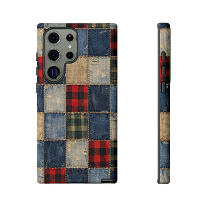 Denim Plaid Patchwork Tough Case