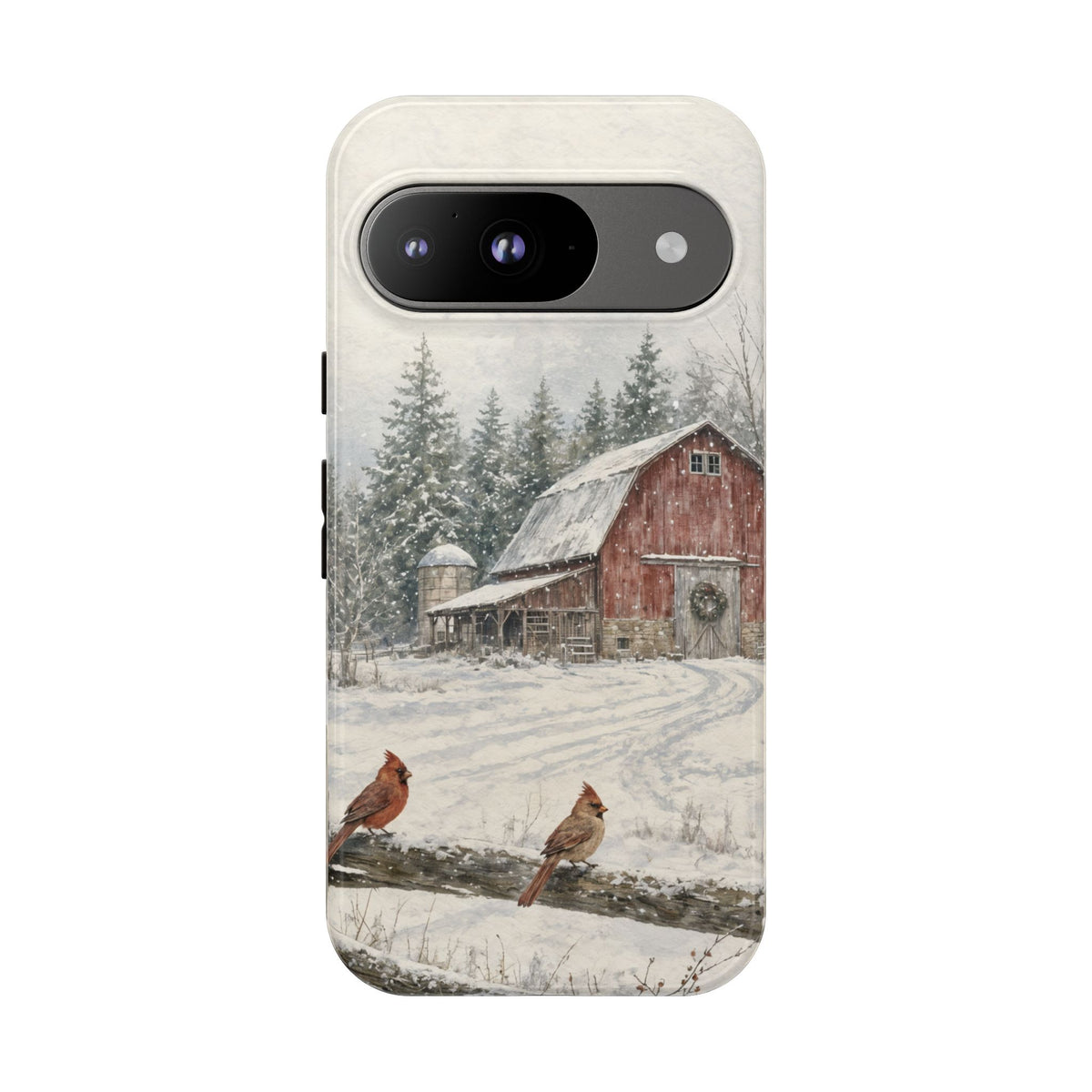 Snowy Red Barn Tough Case