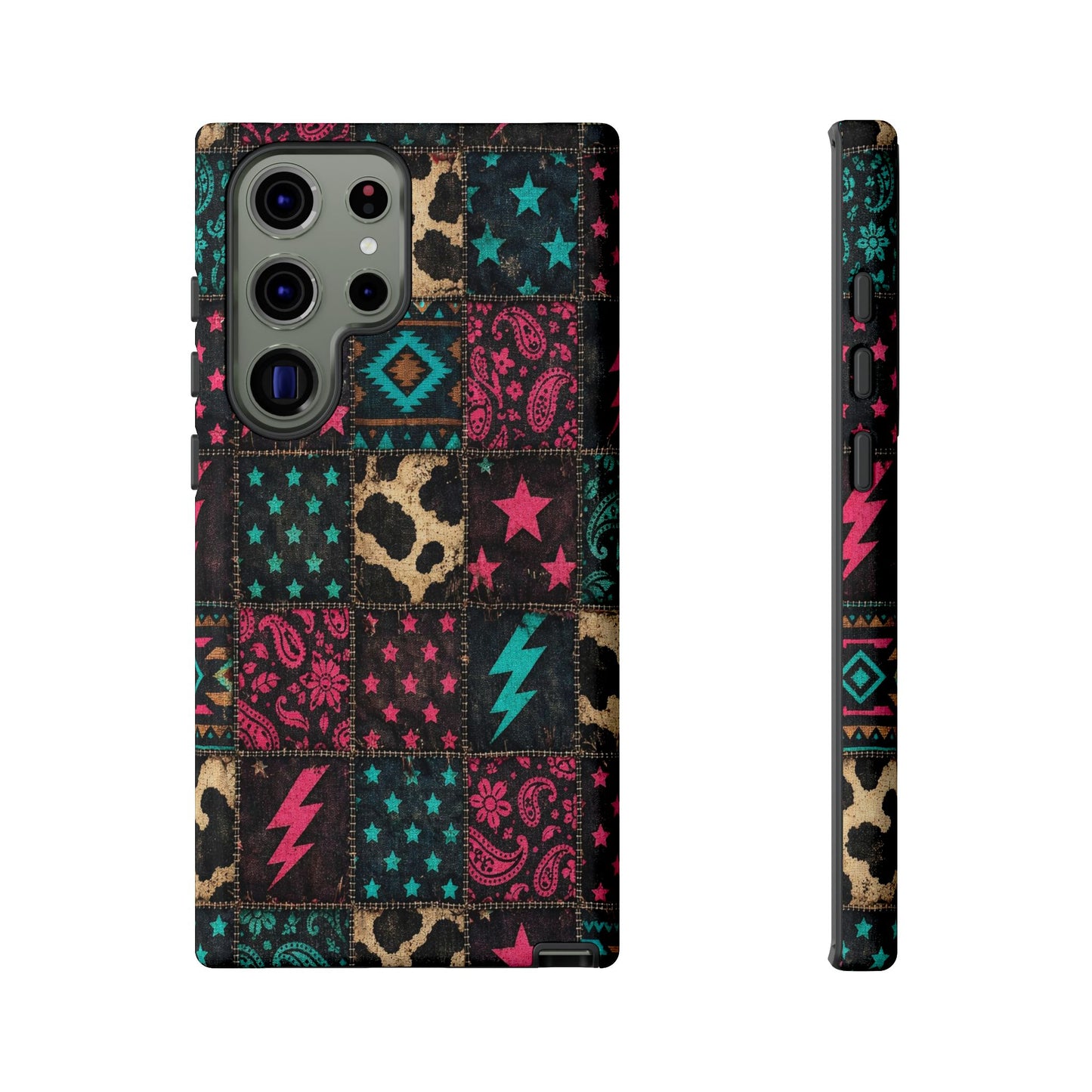 Neon Cowhide Patchwork Tough Case