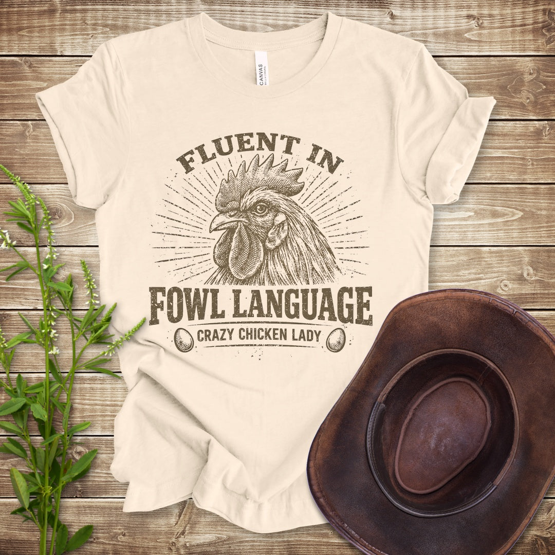 Fluent In Fowl T Shirt - Natural