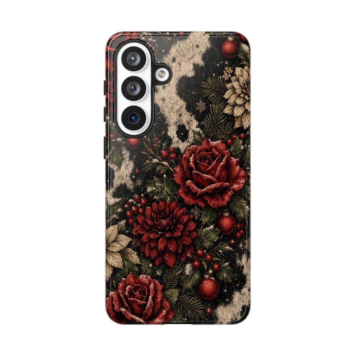 Cowhide Christmas Roses Tough Case