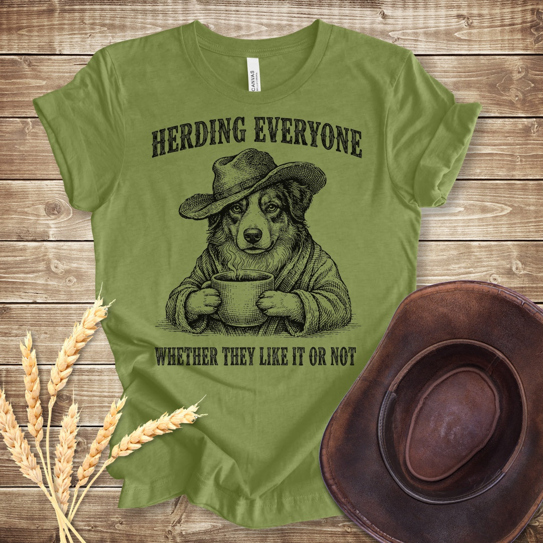 Herding Everyone T Shirt - Heather Green