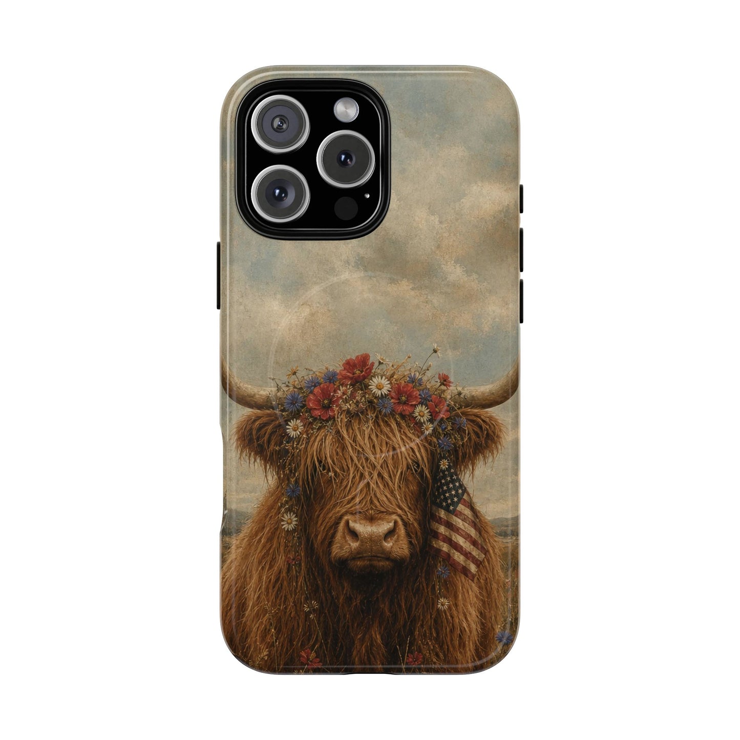 Patriotic Highland Cow Magnetic Case