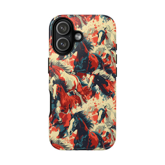 Red White Blue Horses Tough Phone Case