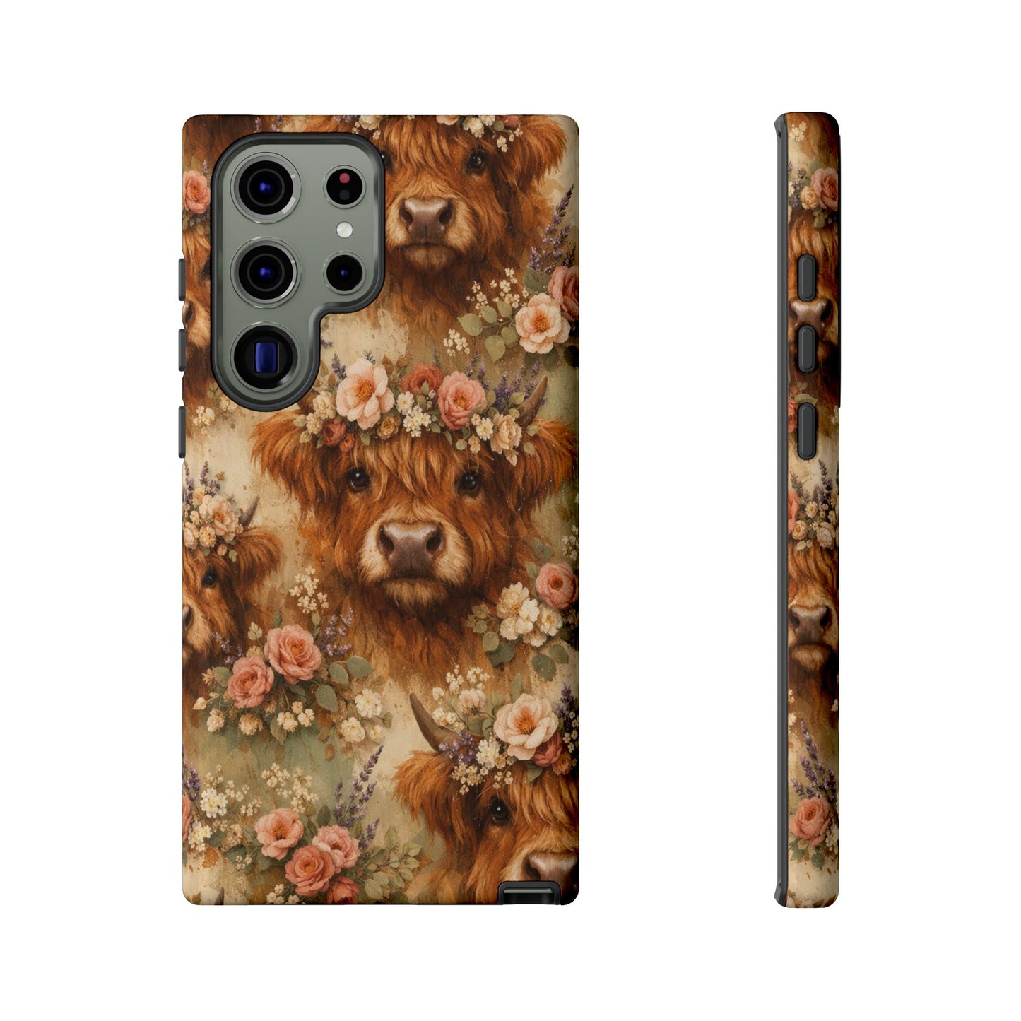 Floral Highland Cow Tough Case