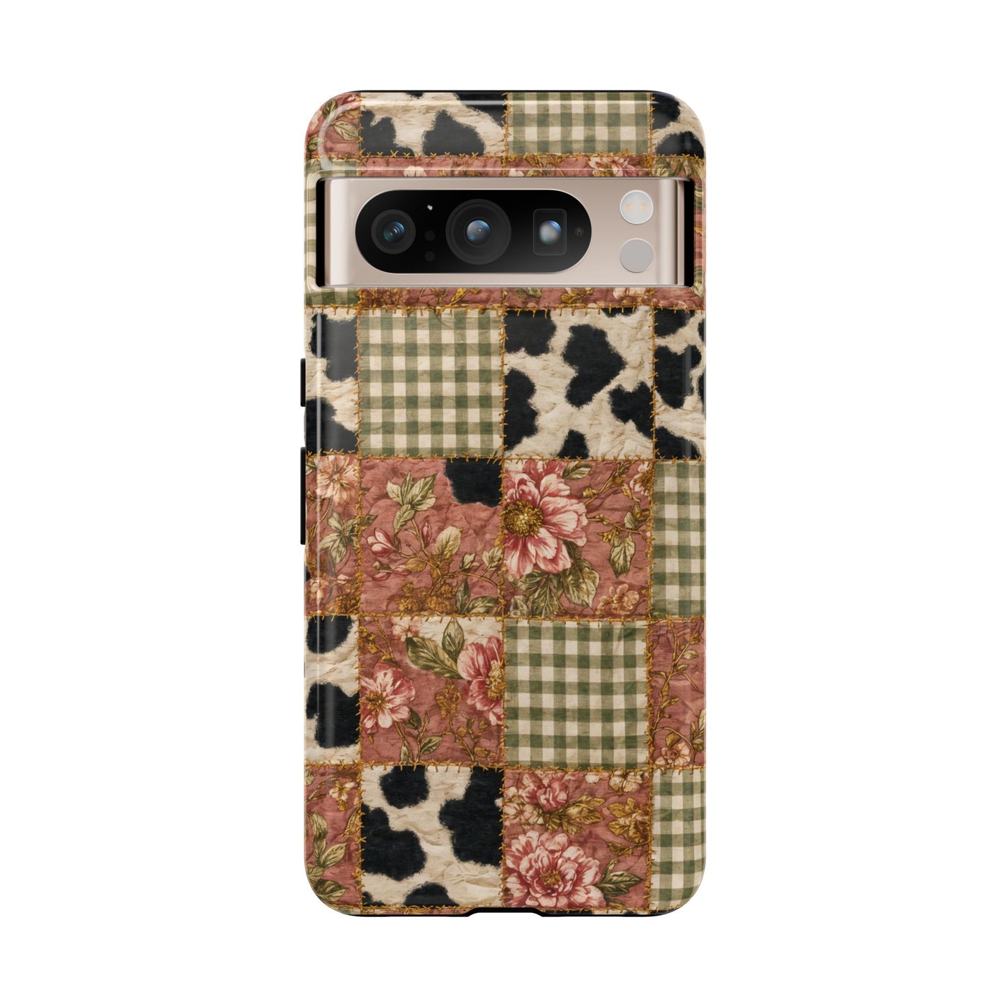 Cowhide Floral Quilt Tough Case