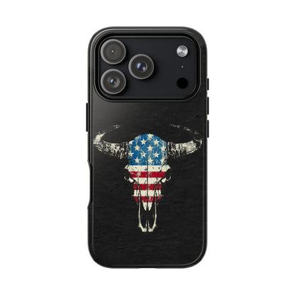 Patriotic Bull Skull Tough Phone Case