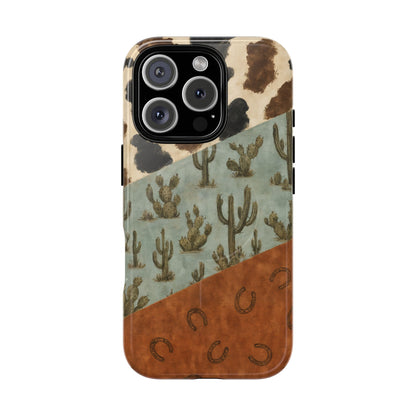 Cowhide Turquoise Cactus Magnetic Case