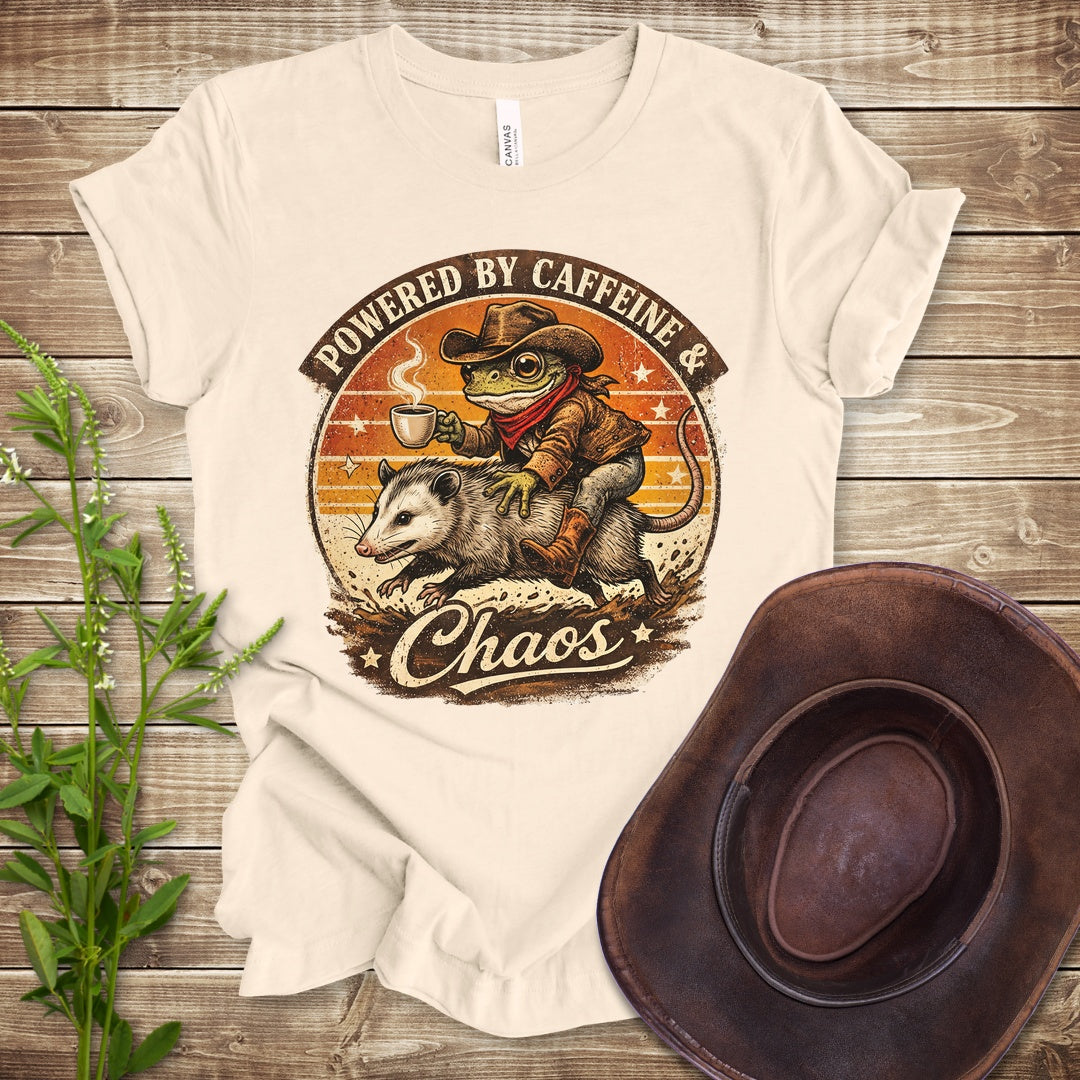 Caffeine And Chaos T Shirt - Natural