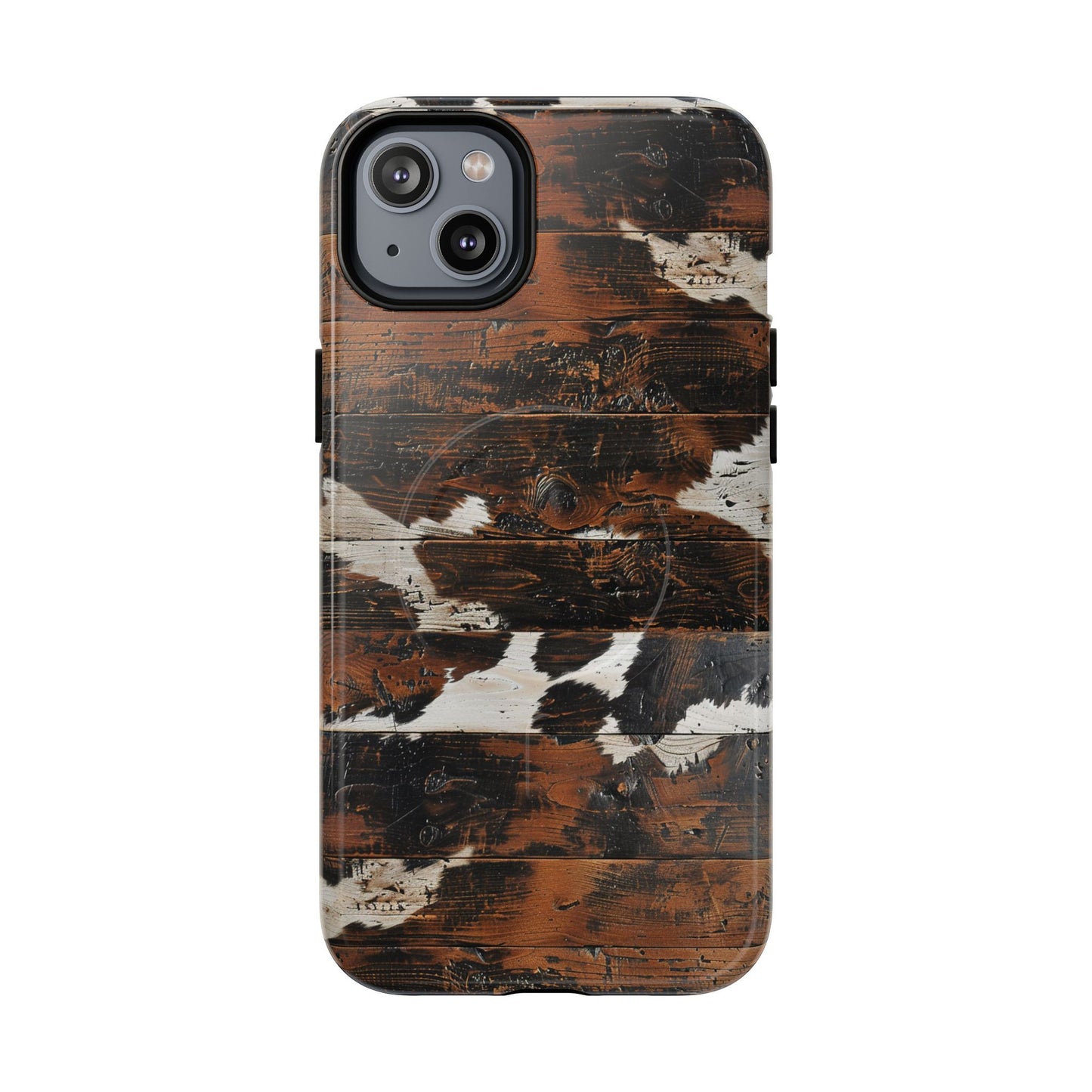 Wooden Cowhide Bull Skull Magnetic Case
