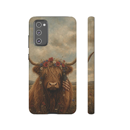 Patriotic Highland Cow Tough Case
