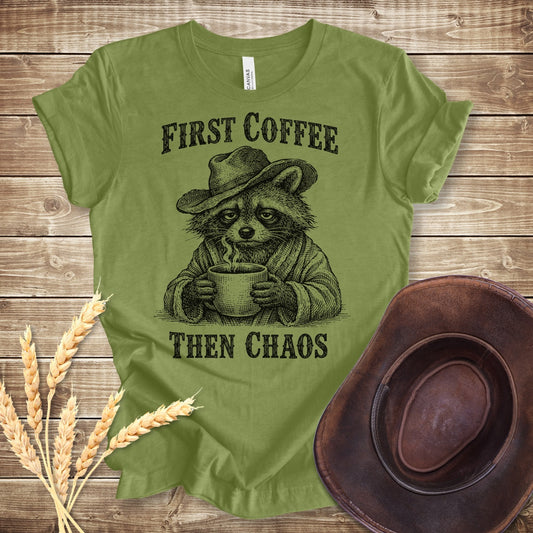 Coffee Then Chaos T-Shirt - Heather Green