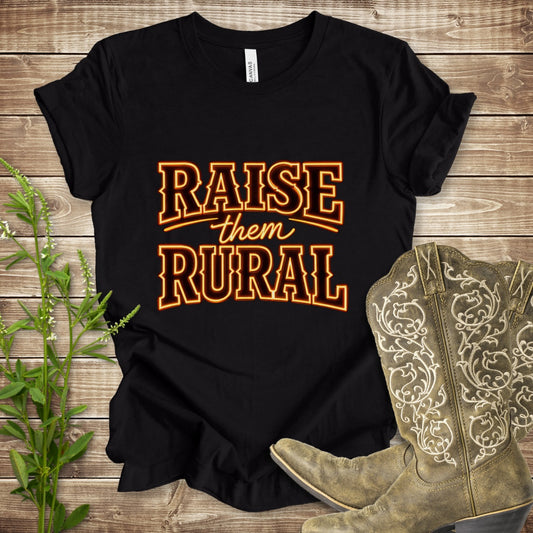 Raise Them Rural Neon T-Shirt - Black Heather