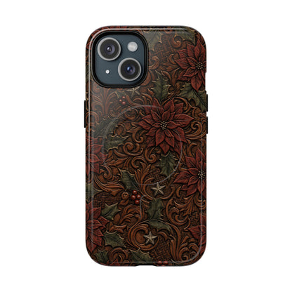 Tooled Poinsettia Magnetic Case