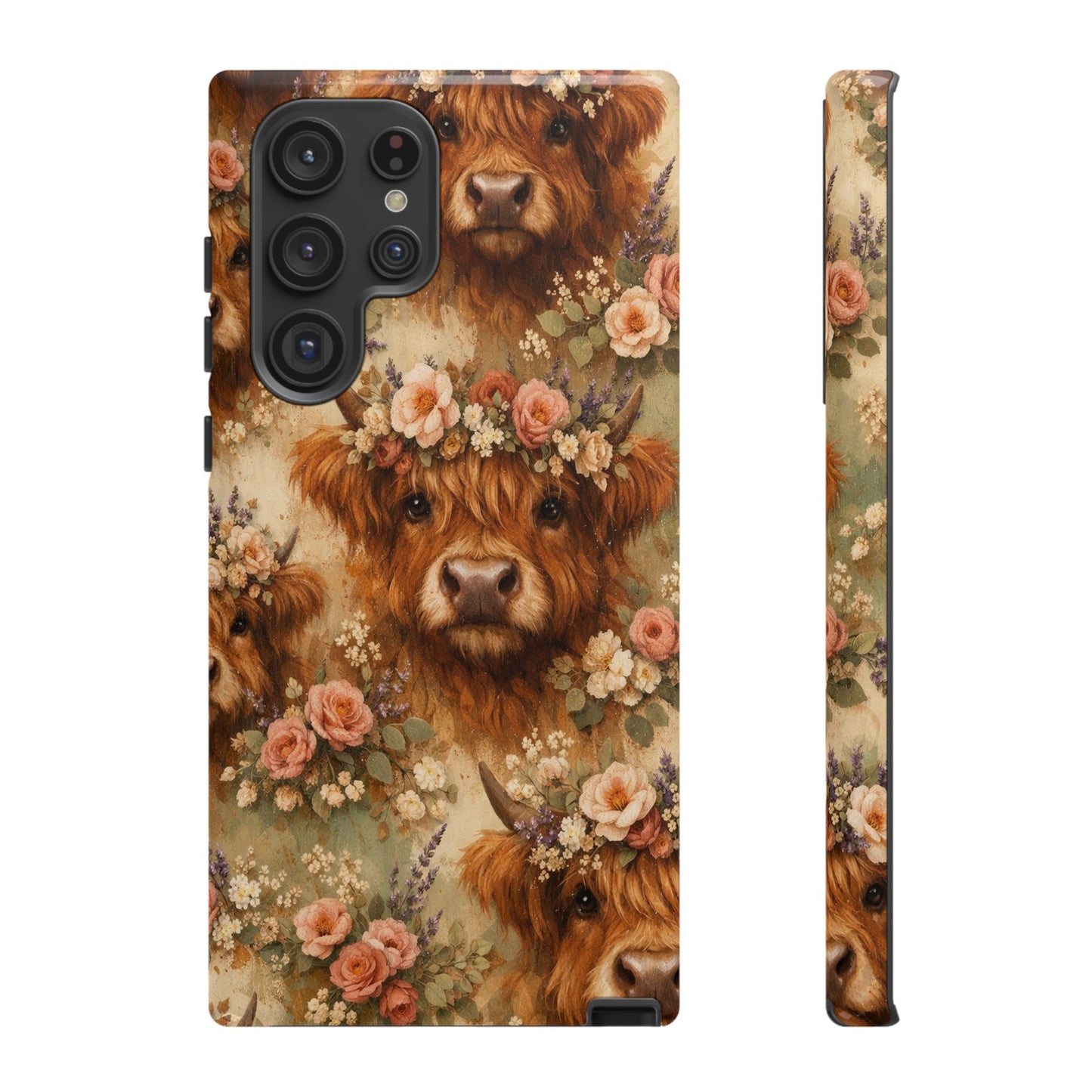 Floral Highland Cow Tough Case