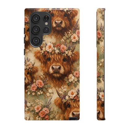 Floral Highland Cow Tough Case