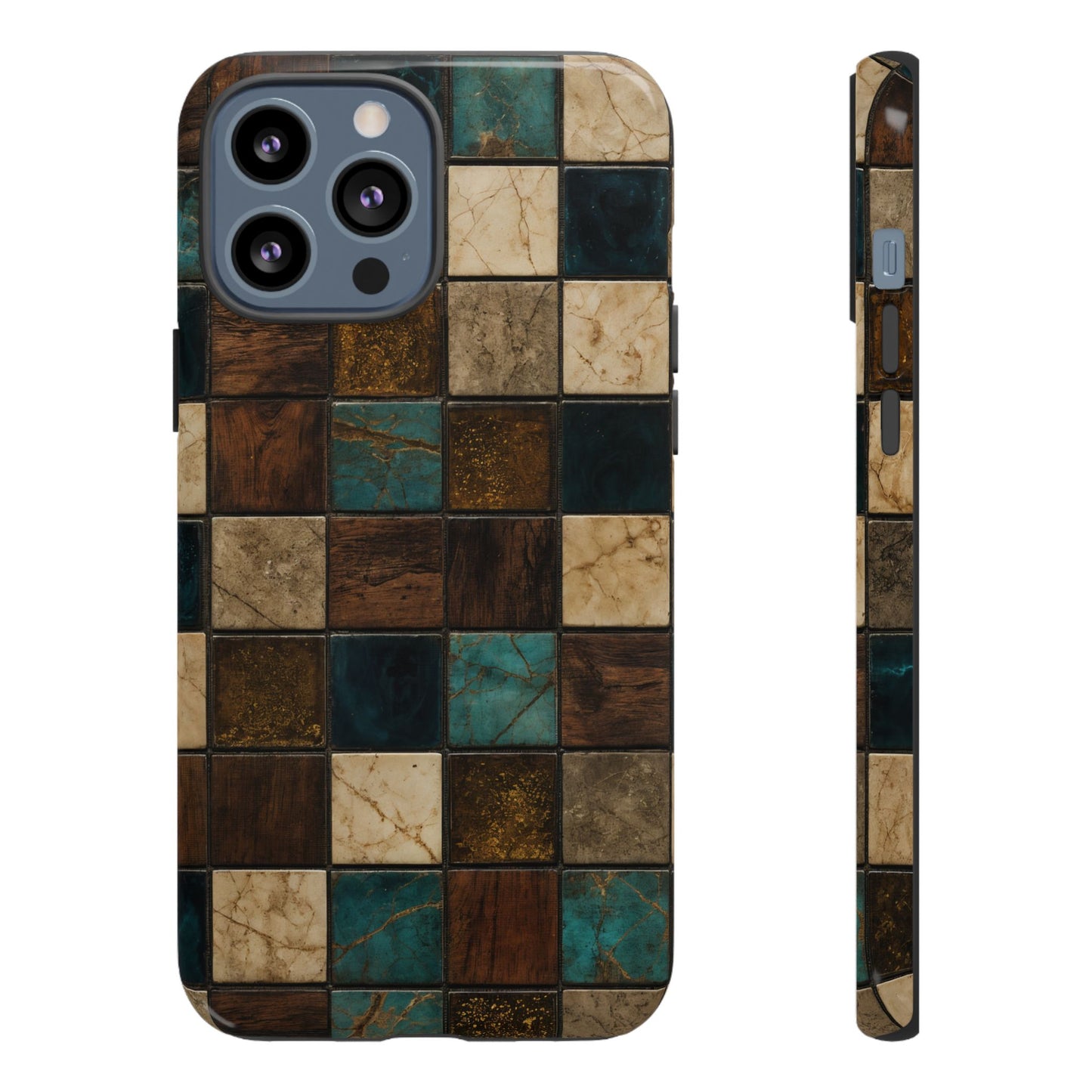Teal Walnut Tile Tough Case