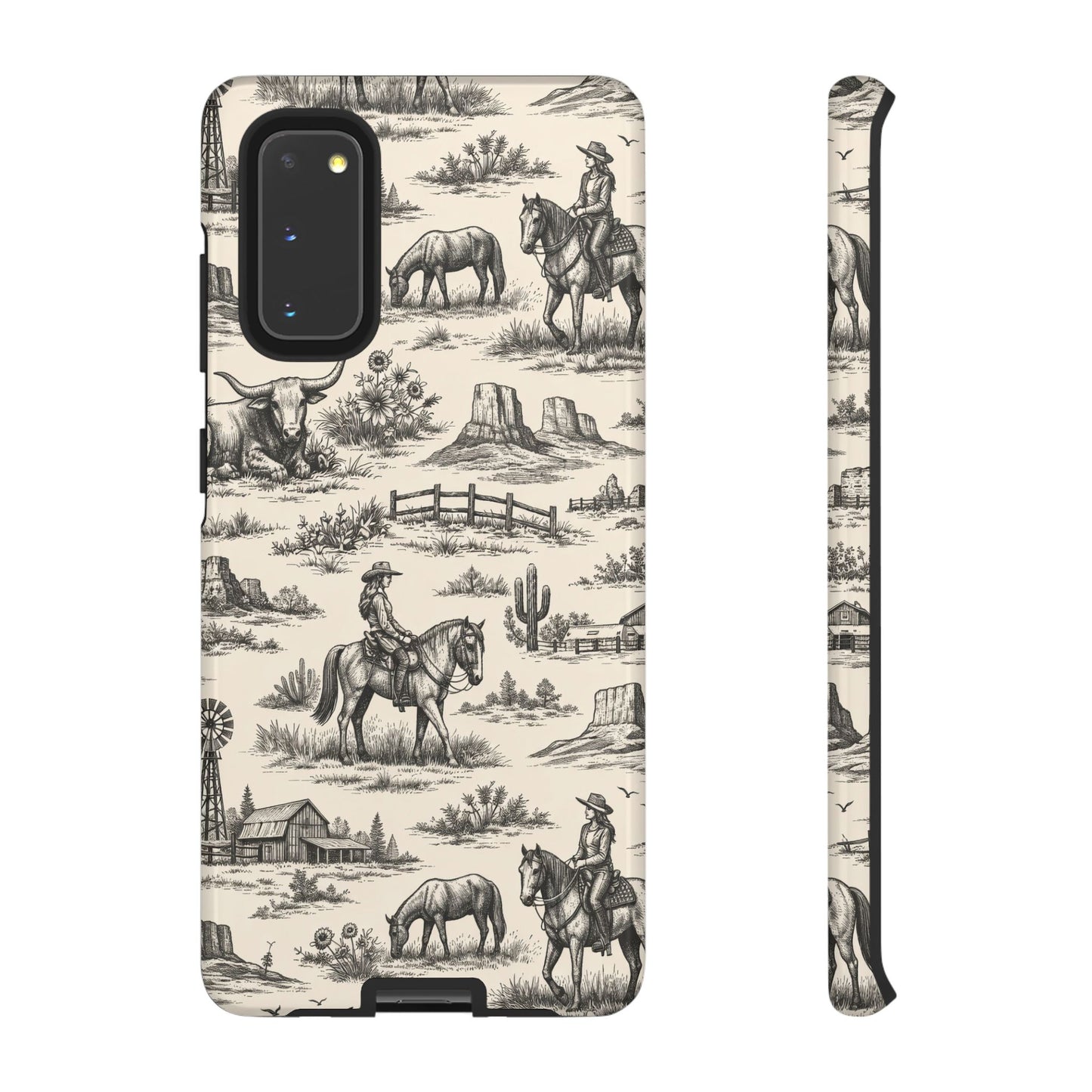 Western Toile Black Tough Case