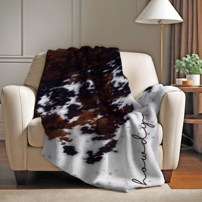 Cowhide Print Howdy Blanket