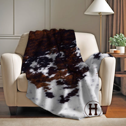 Cowhide Print Monogram Blanket