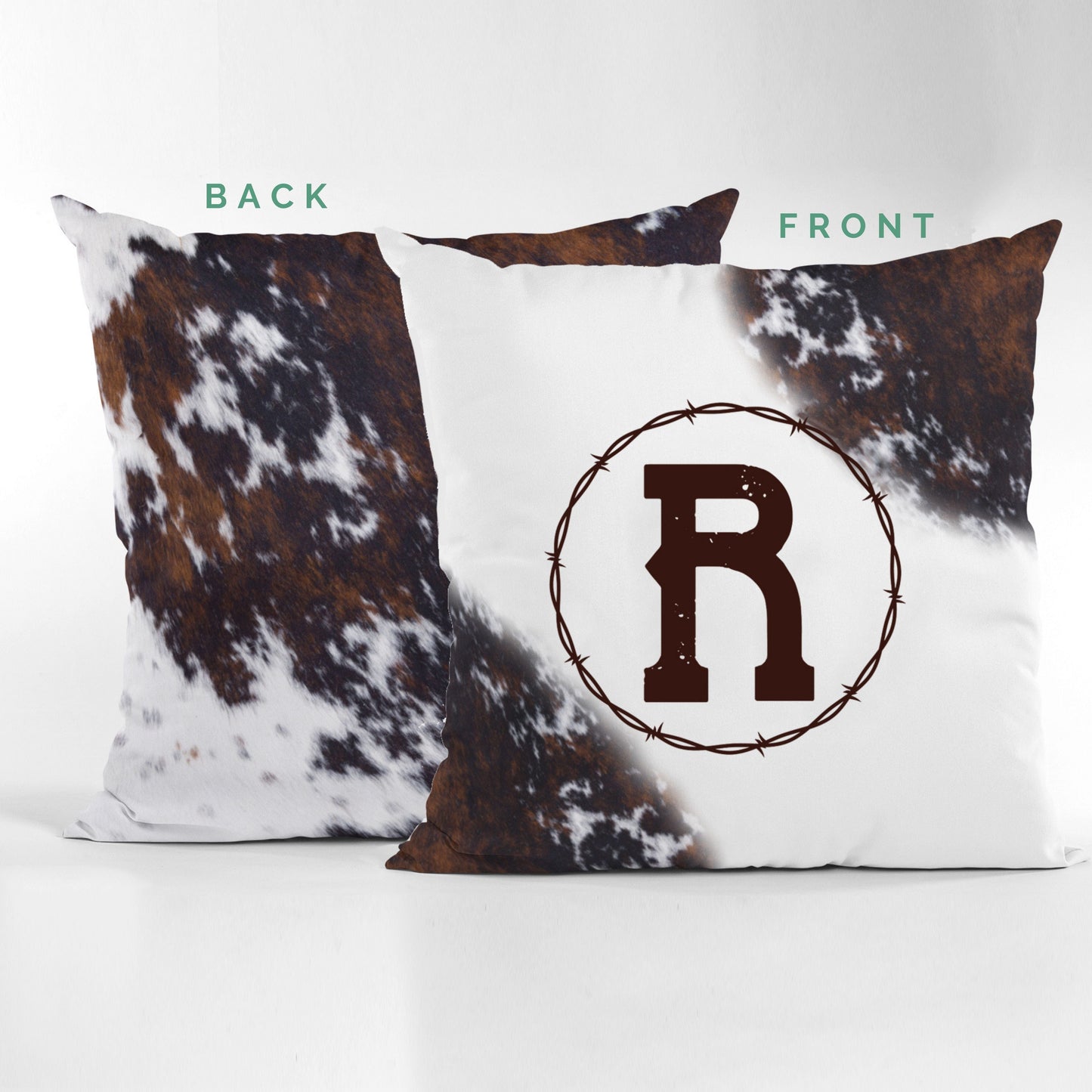 Cowhide Monogram Pillow